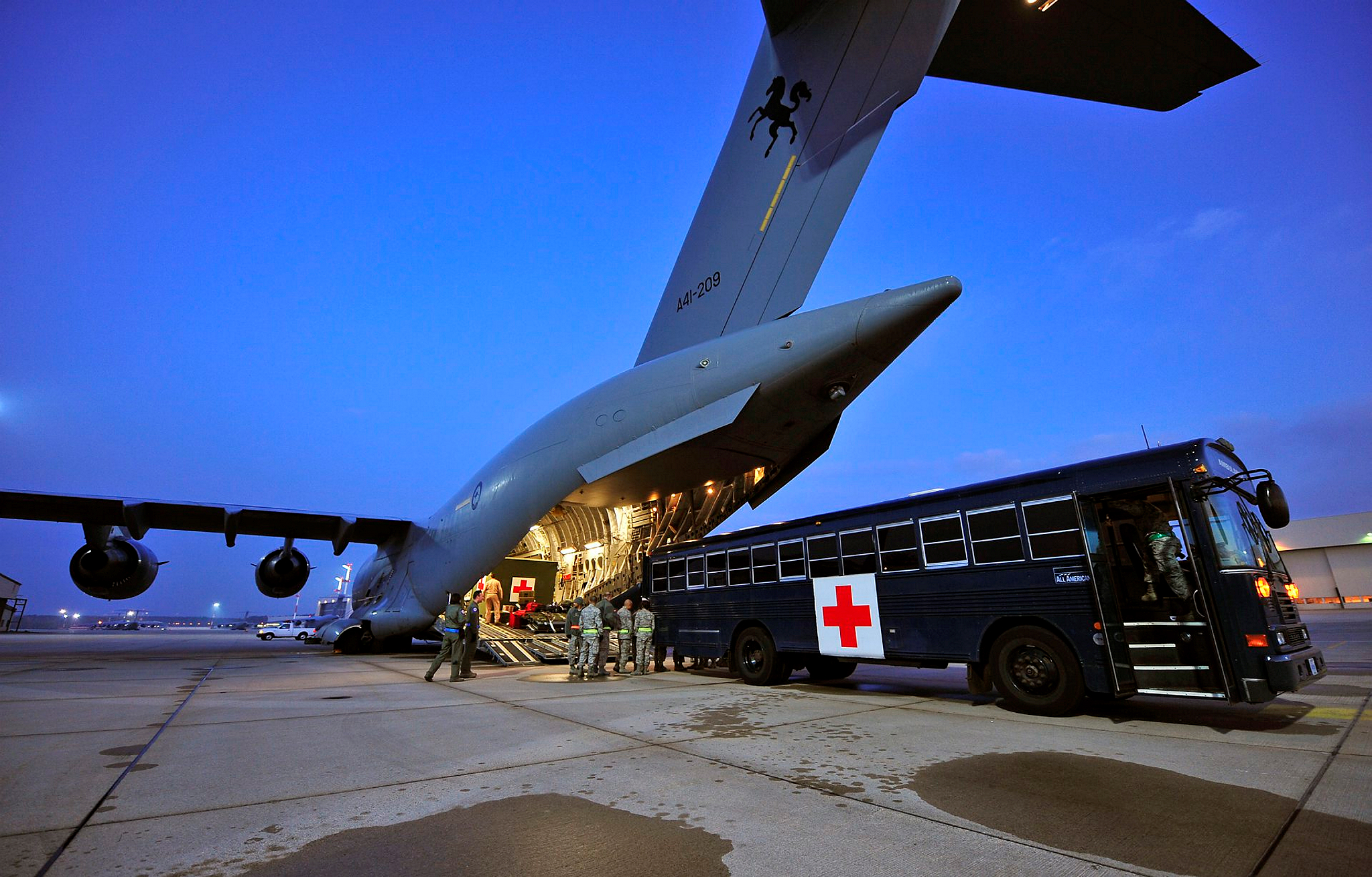 Medical bus transport and plane